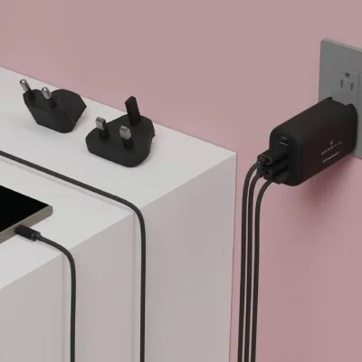 Smartix Premium Us/Uk/Eu Wall Adaptor 65W Gan - Black